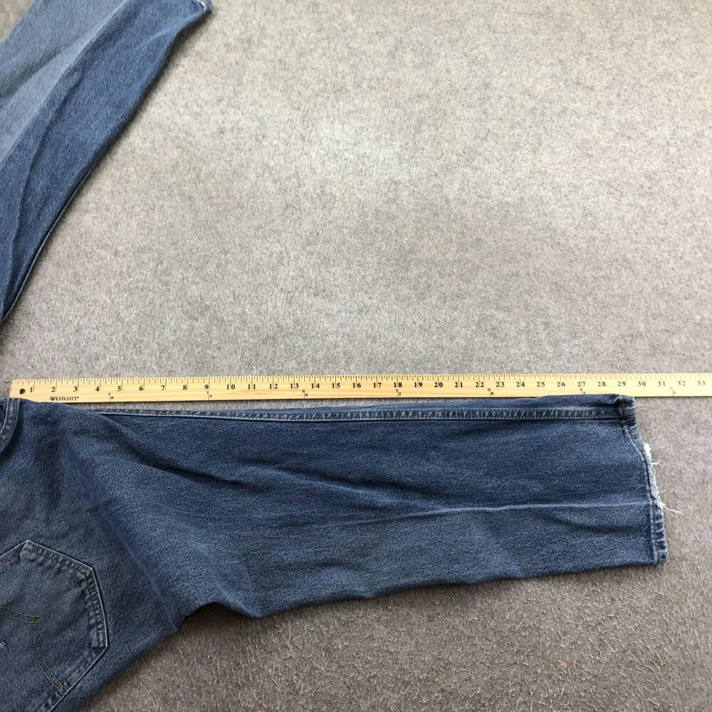 Levis 505 Jeans Mens 36x29 Blue Medium Wash Regular Straight Distressed Denim